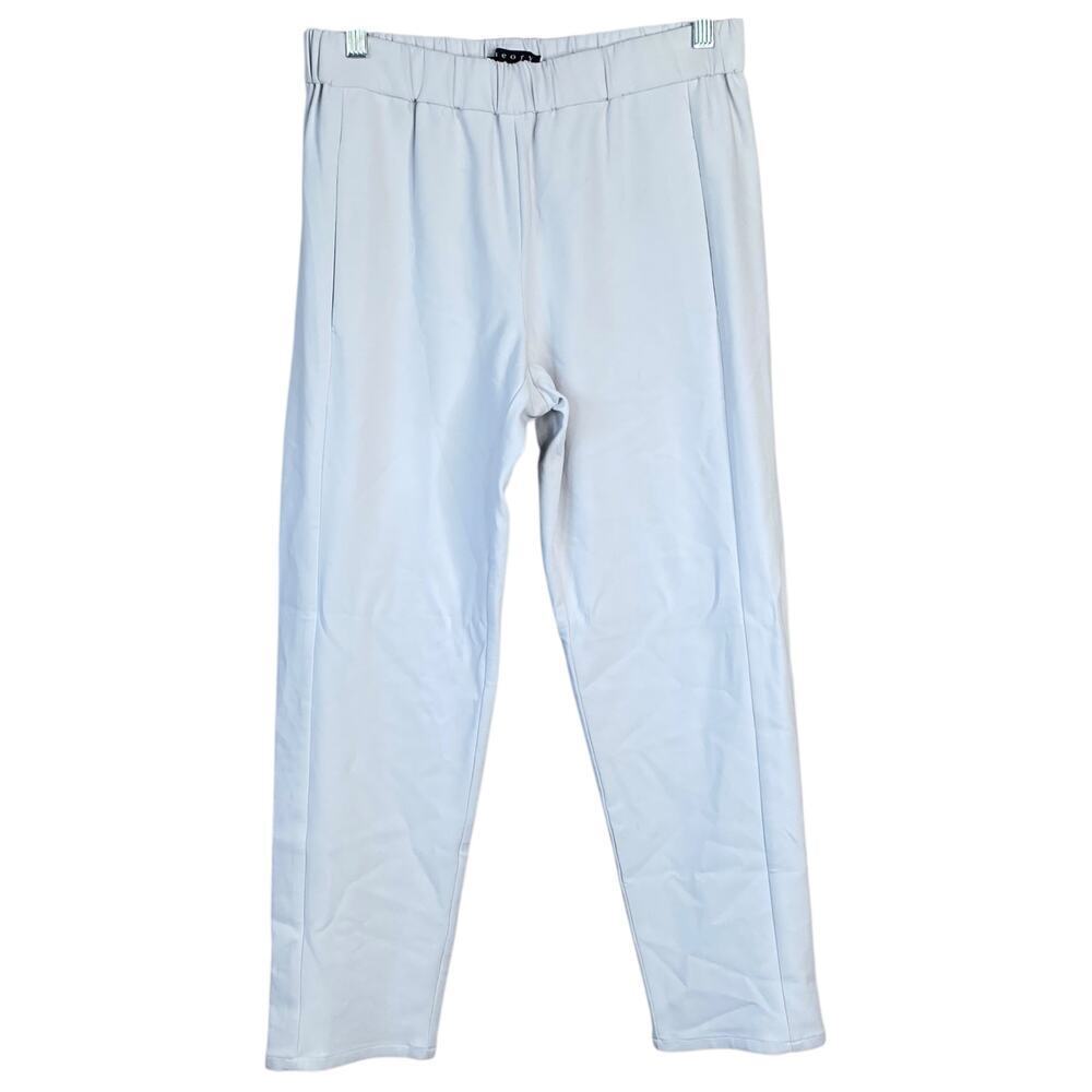 THEORY Korene Trinity 2 Slim Crop Pants Pull On Elastic Waist White Size Small